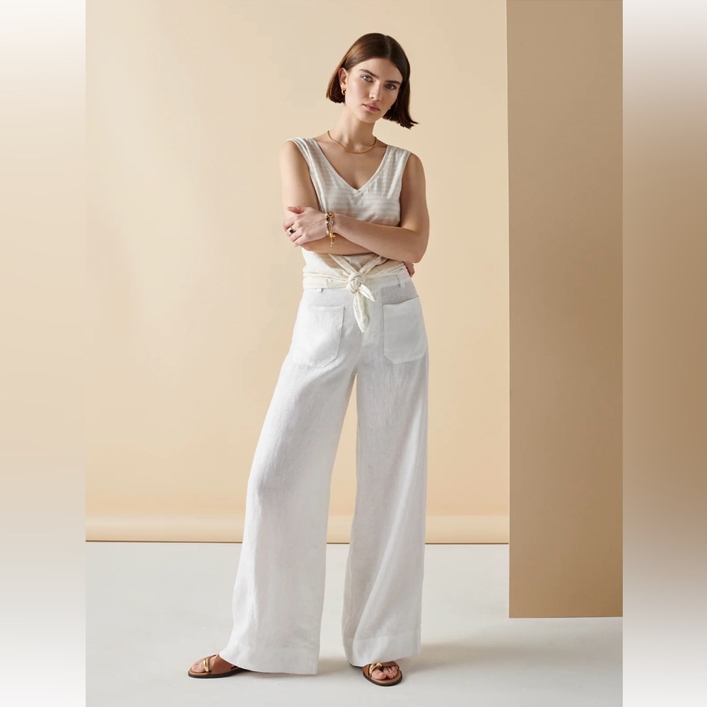 Sanctuary linen trousers in white